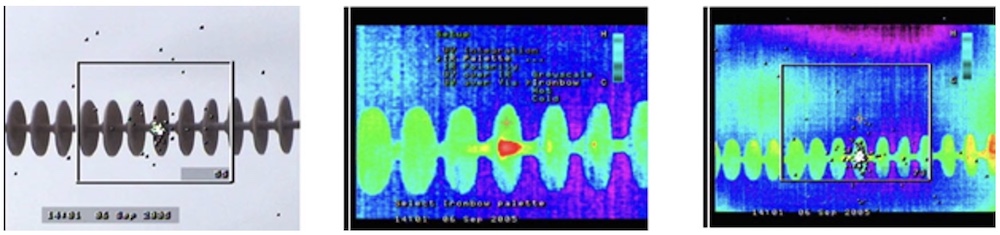 Пример отображения объекта контроля в УФ, ИК и УФ+ИК спектрах