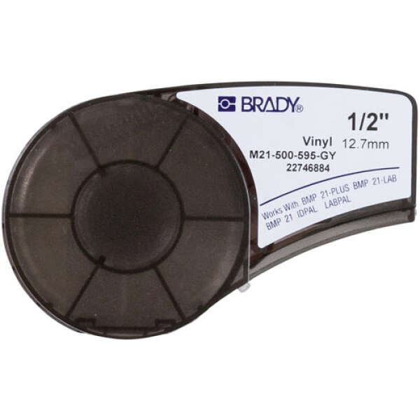 Brady M21-500-595-GY - лента виниловая, 12.7mm/6.4m (черный на сером)